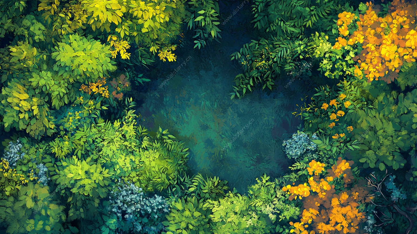 空中俯瞰森林中的水潭