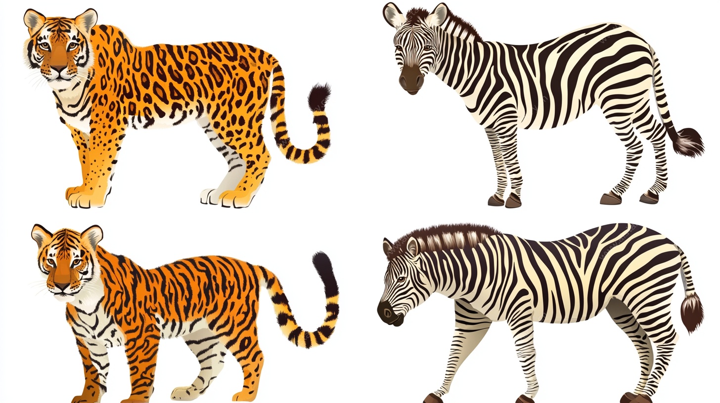 豹虎斑马动物插画组图