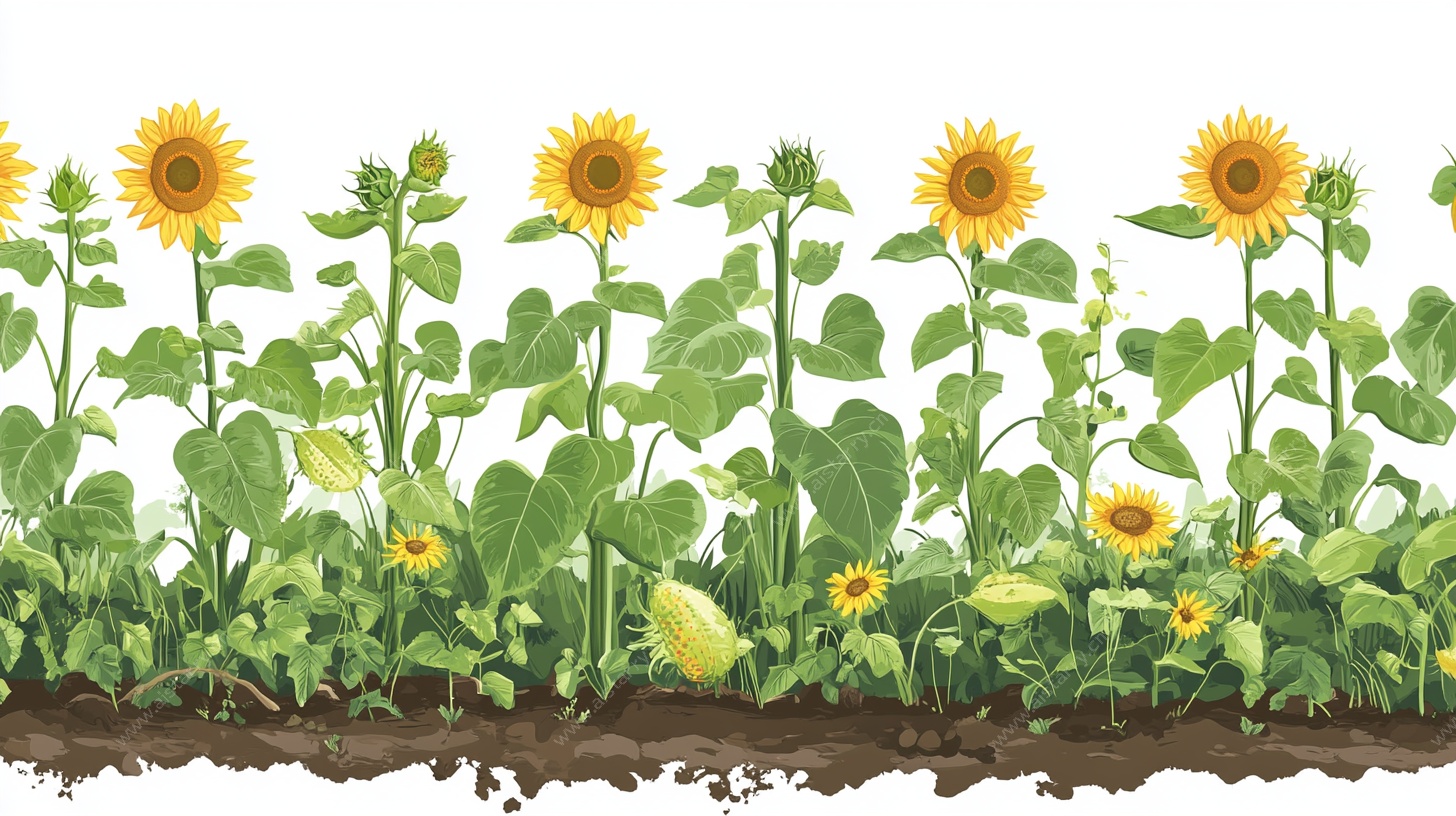 向日葵植物景观插画