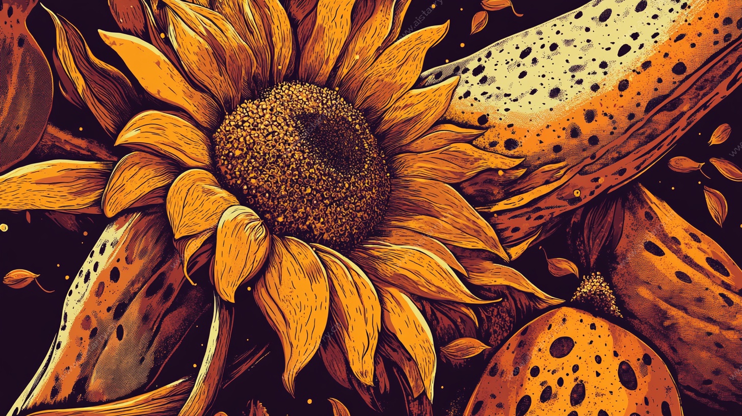 向日葵插画艺术作品