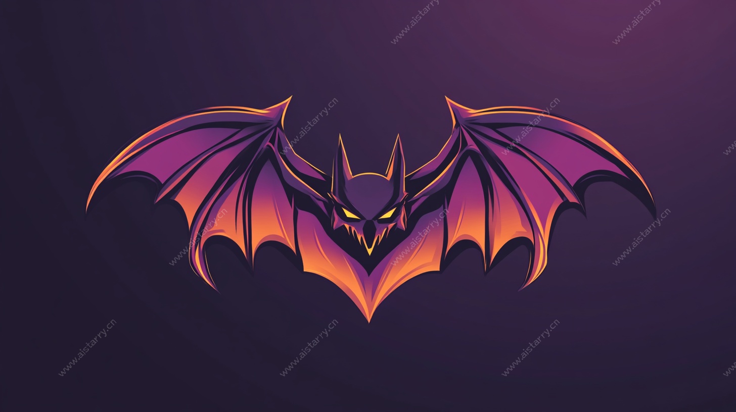 紫色火焰蝙蝠标志设计