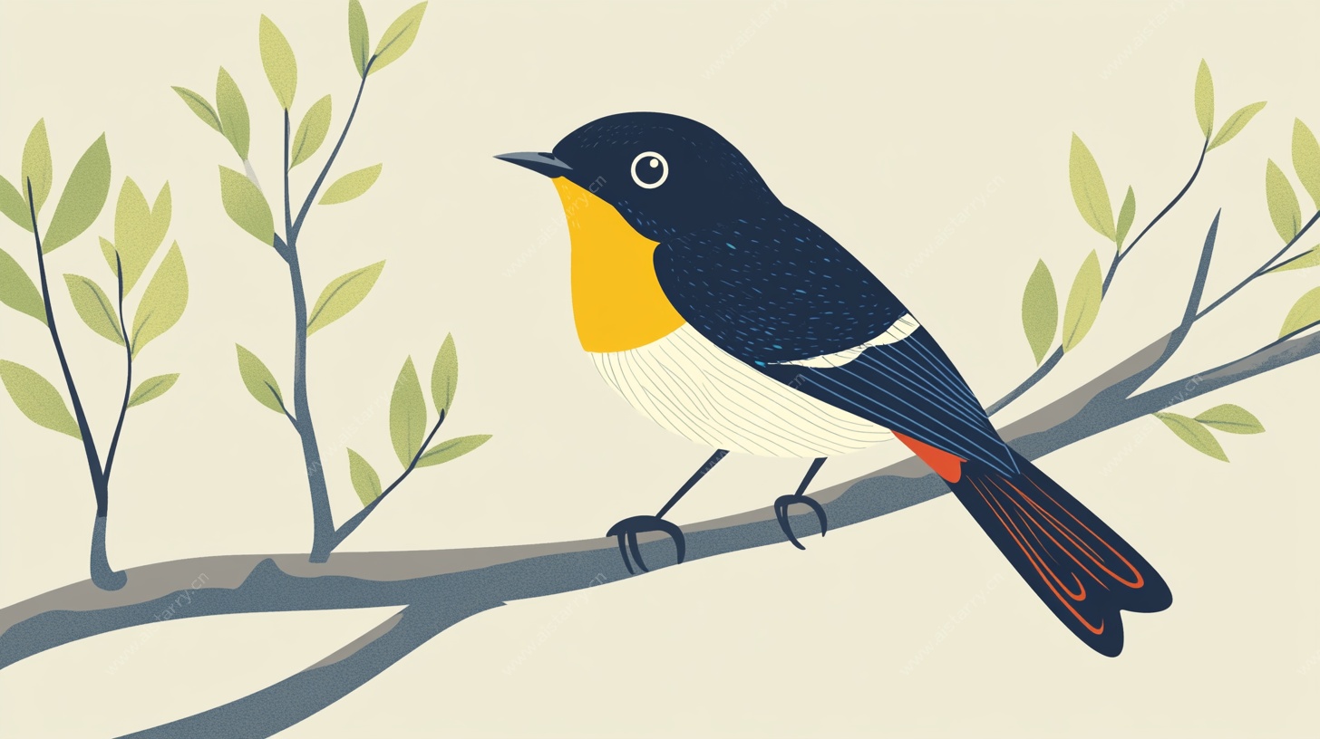 枝头小鸟插画