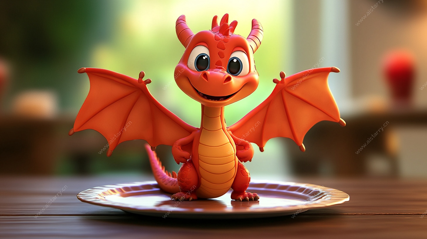 可爱红小龙摆件