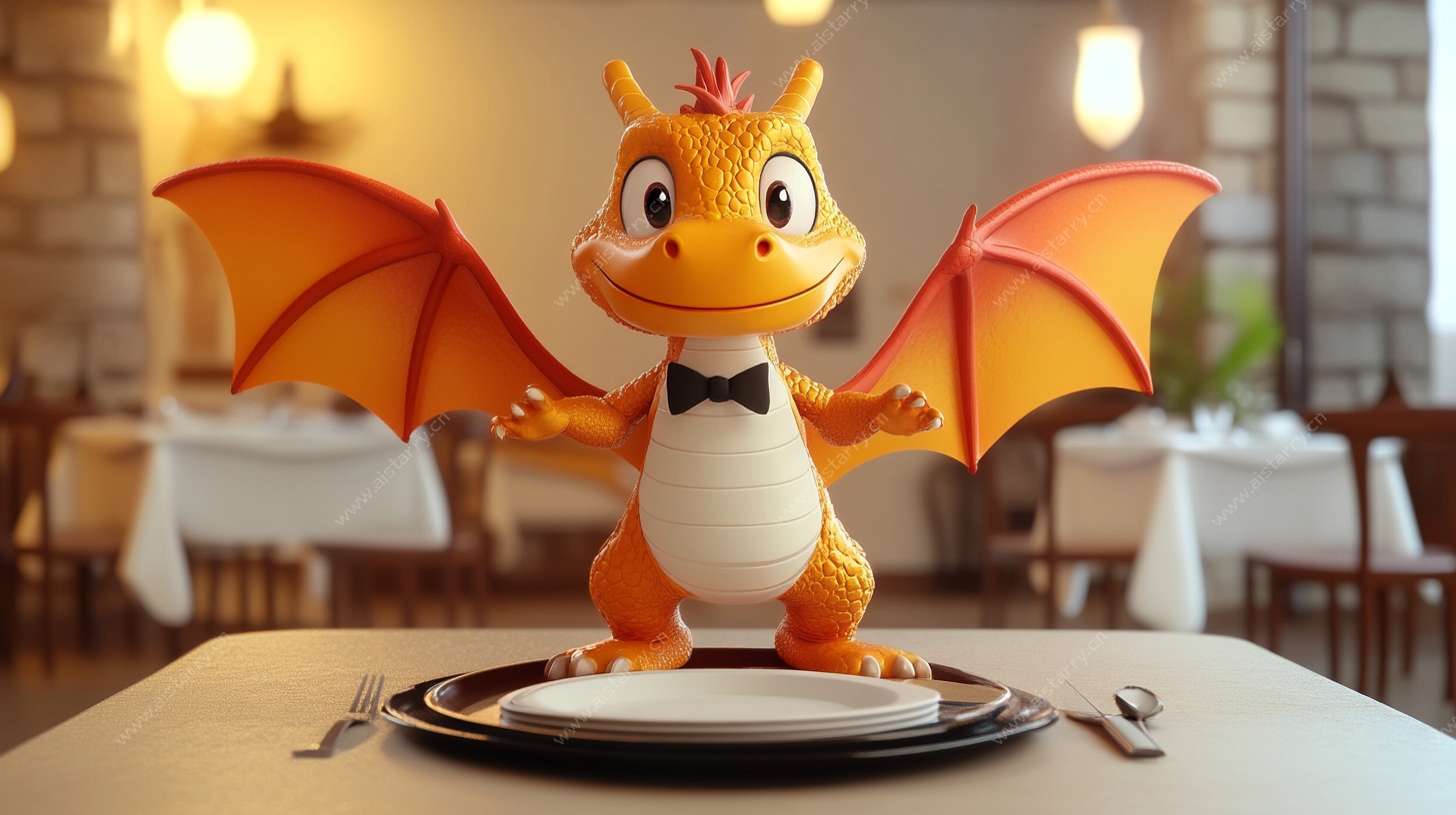 萌趣小龙餐厅迎宾形象