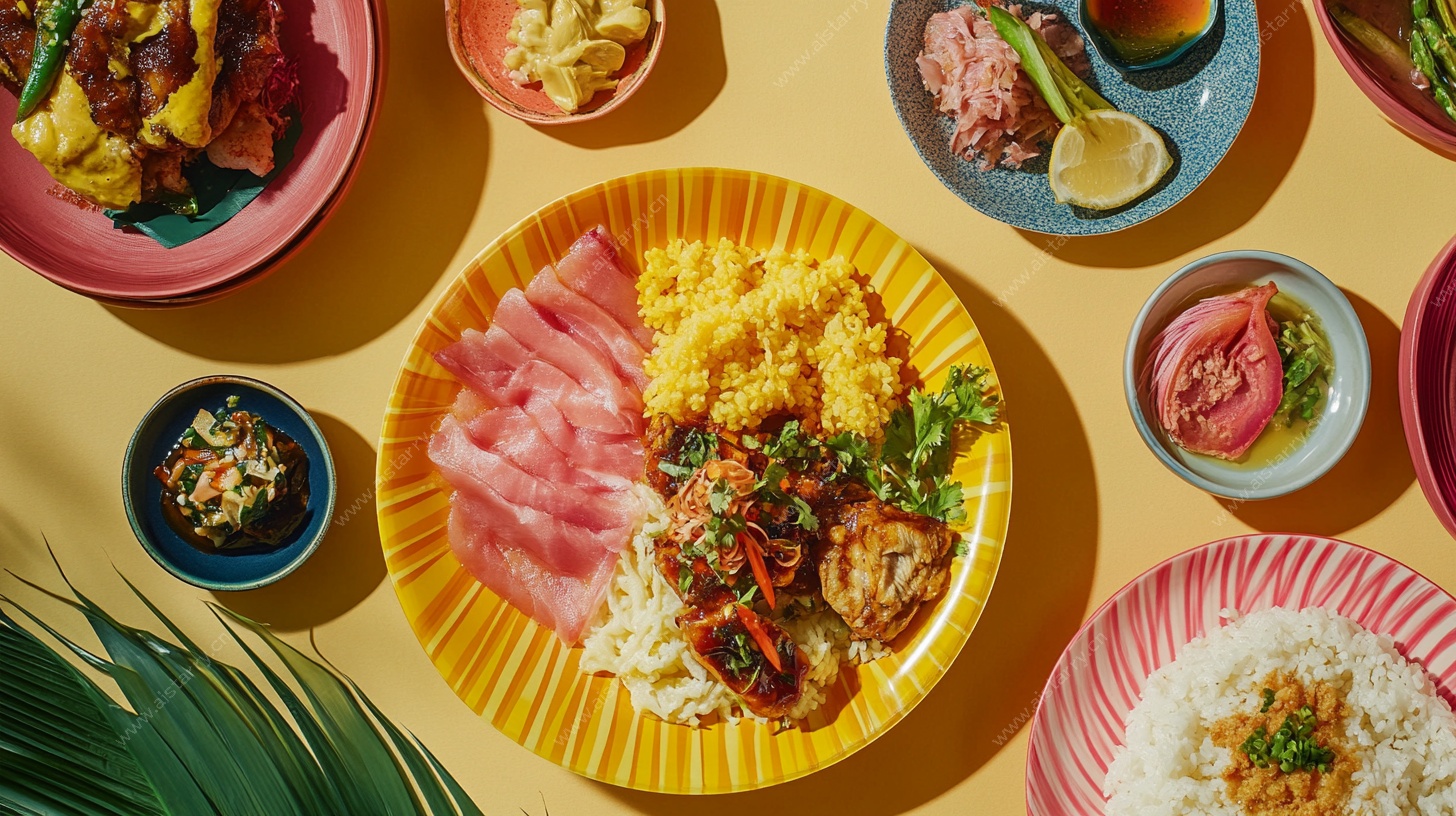 多彩丰盛的亚洲风味美食