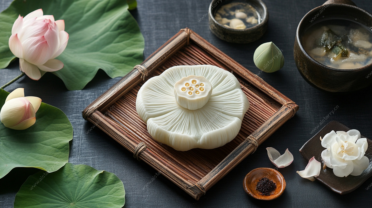 中式荷花糕点美食摆拍