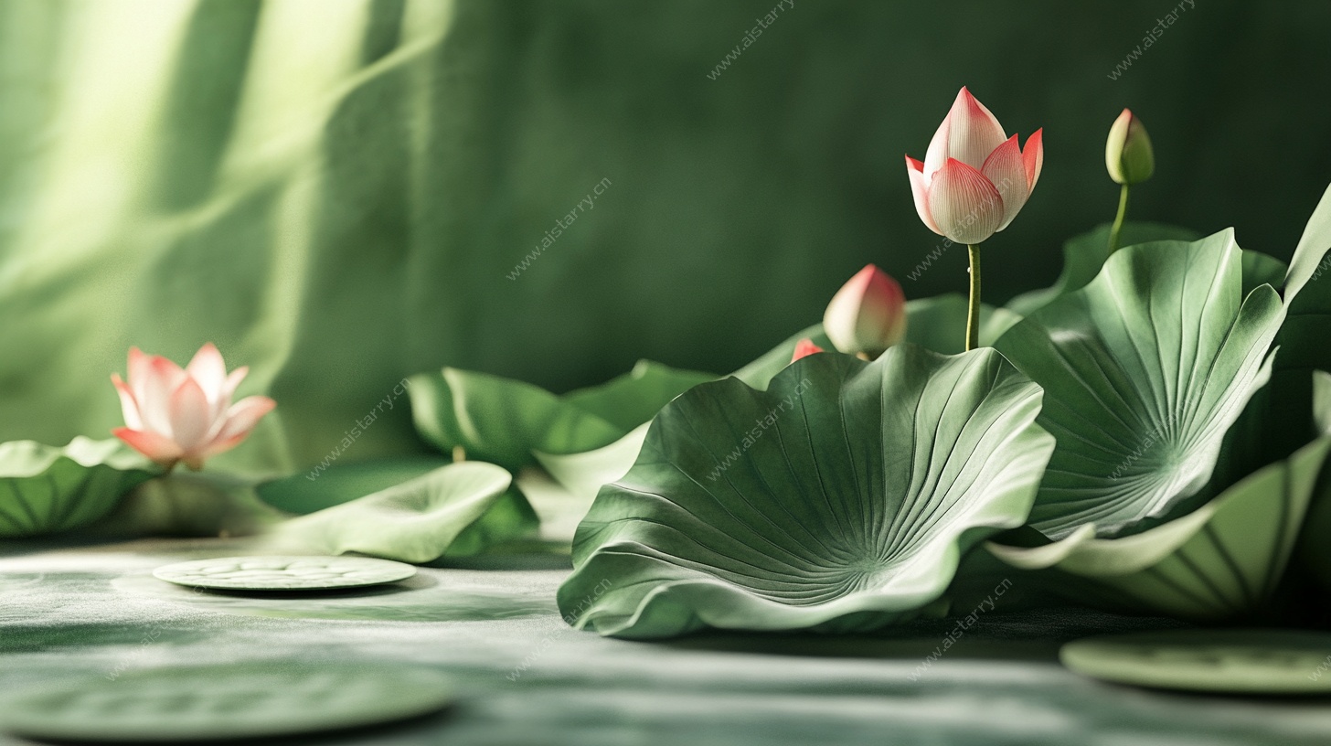 水墨风荷花静物图