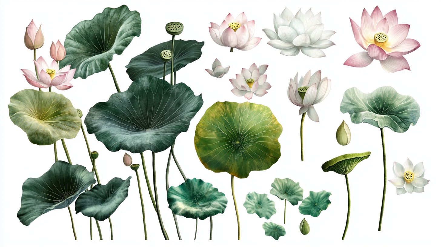 水墨风荷花荷叶素材集