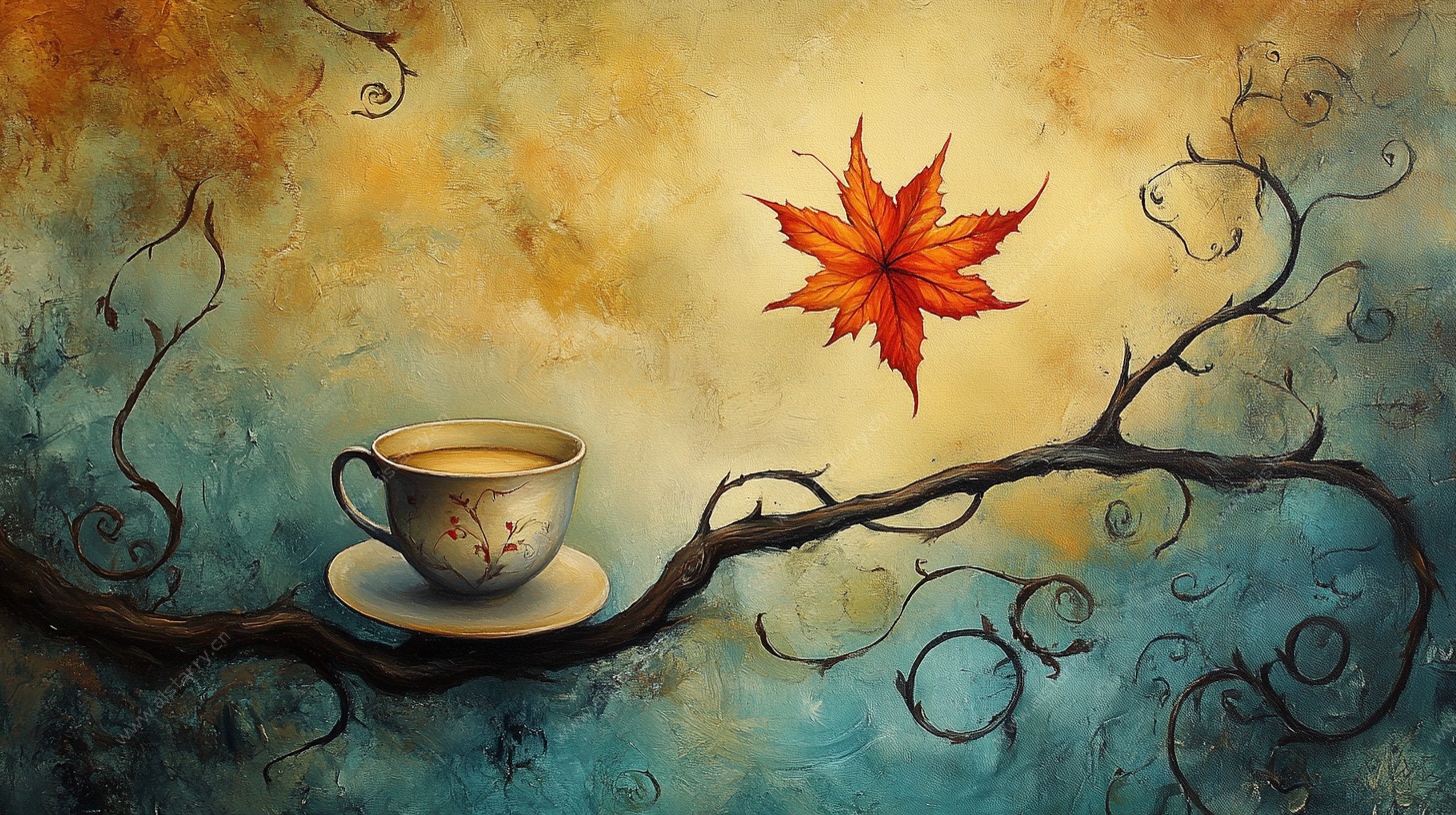 秋日杯叶静美插画