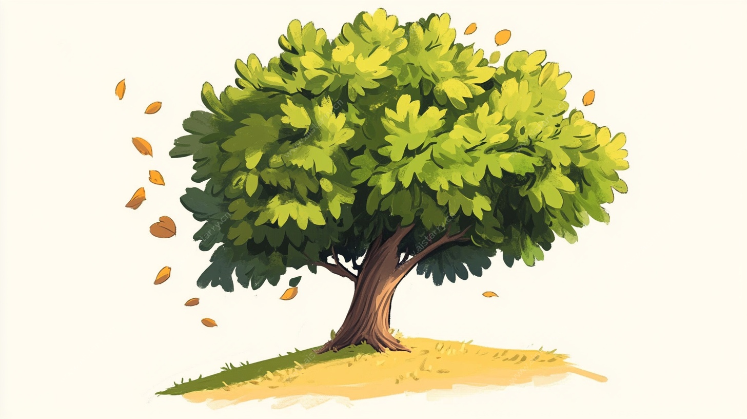 秋季落叶大树插画