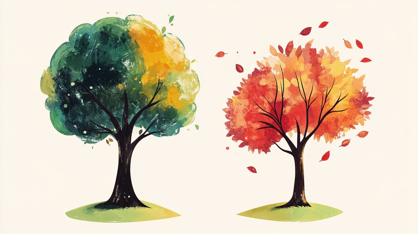 两棵树的四季色彩变换