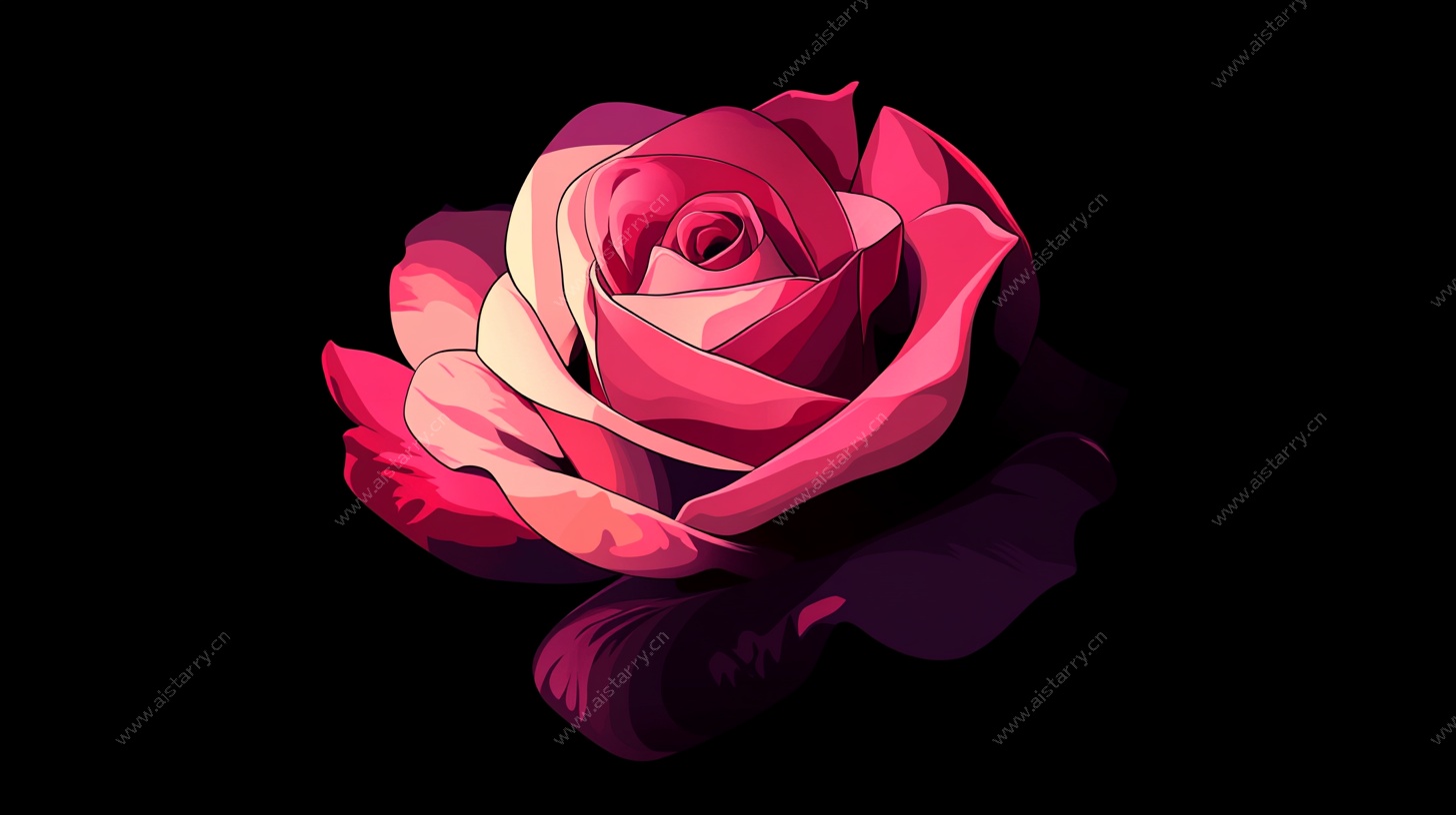 梦幻渐变粉玫瑰插画