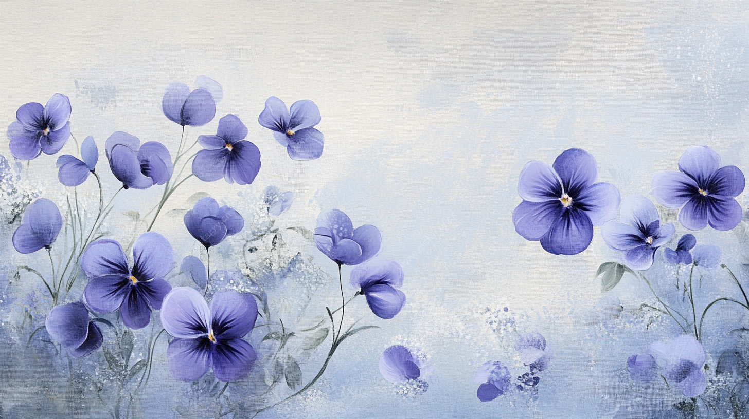 梦幻蓝紫三色堇花卉图