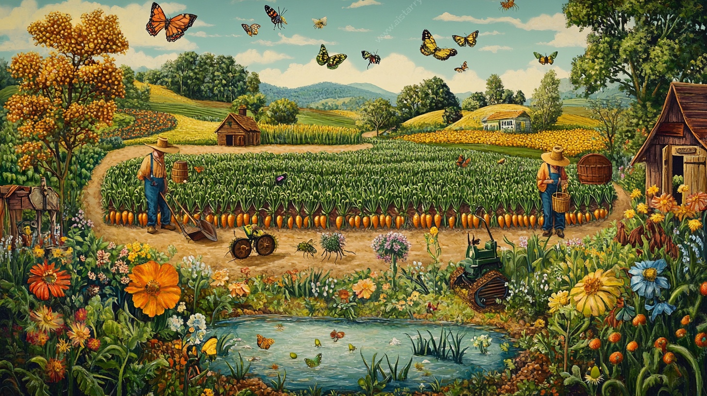 田园农忙风光图