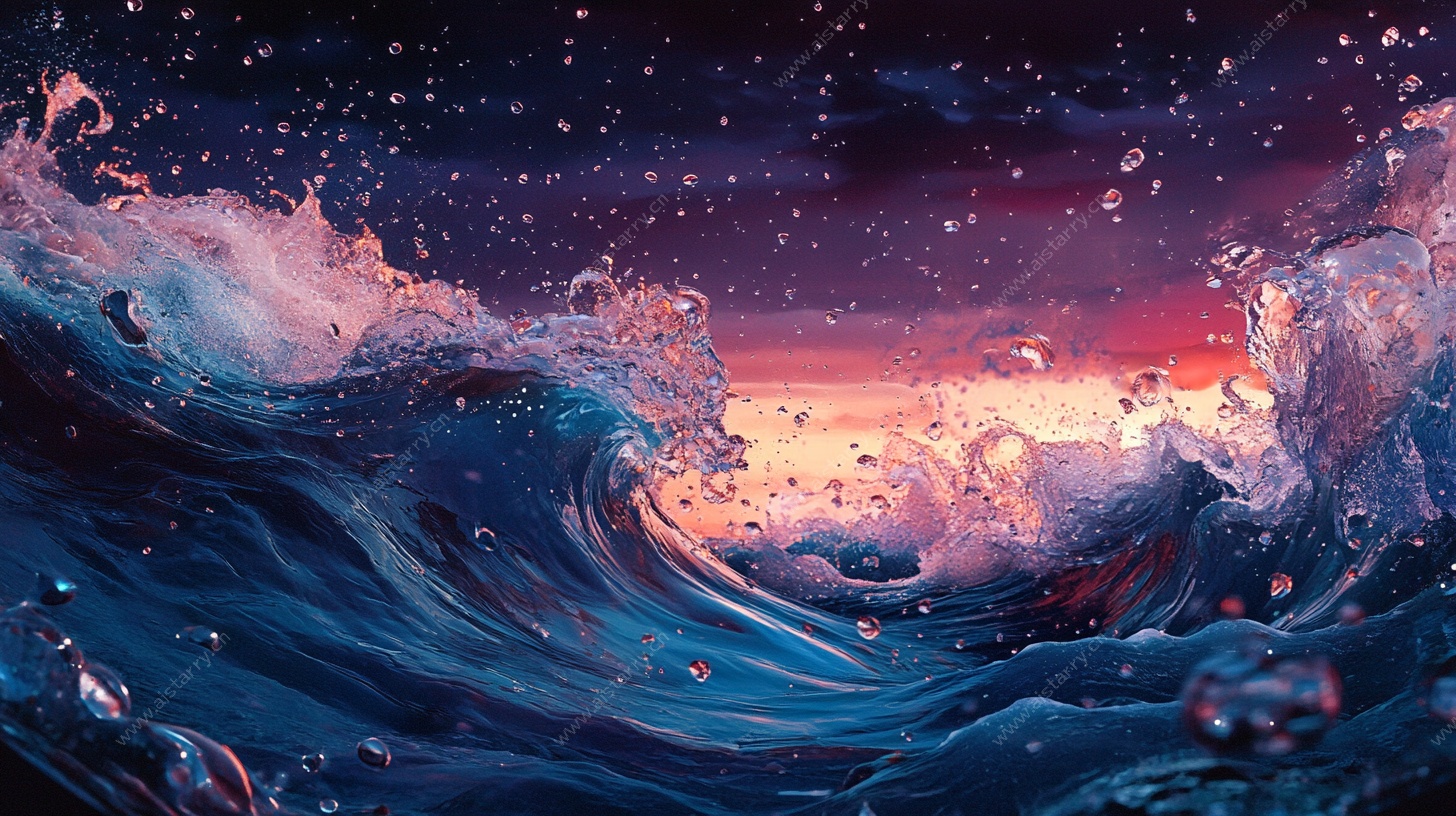 梦幻星空下的汹涌海浪