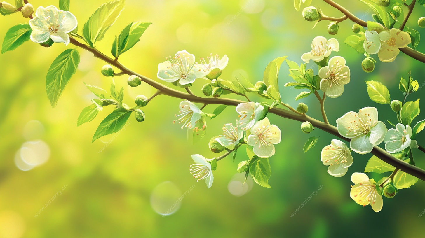 春日繁花枝头绽放图