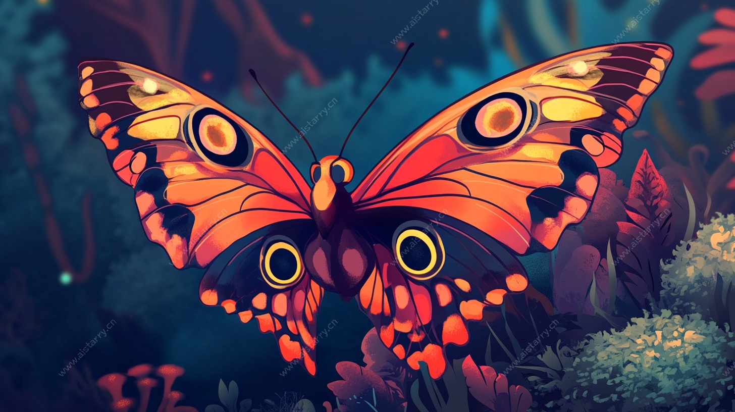 梦幻橙蝶栖于幽境花丛