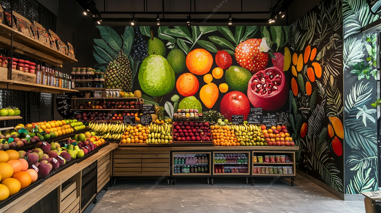 水果超市缤纷墙面装饰图