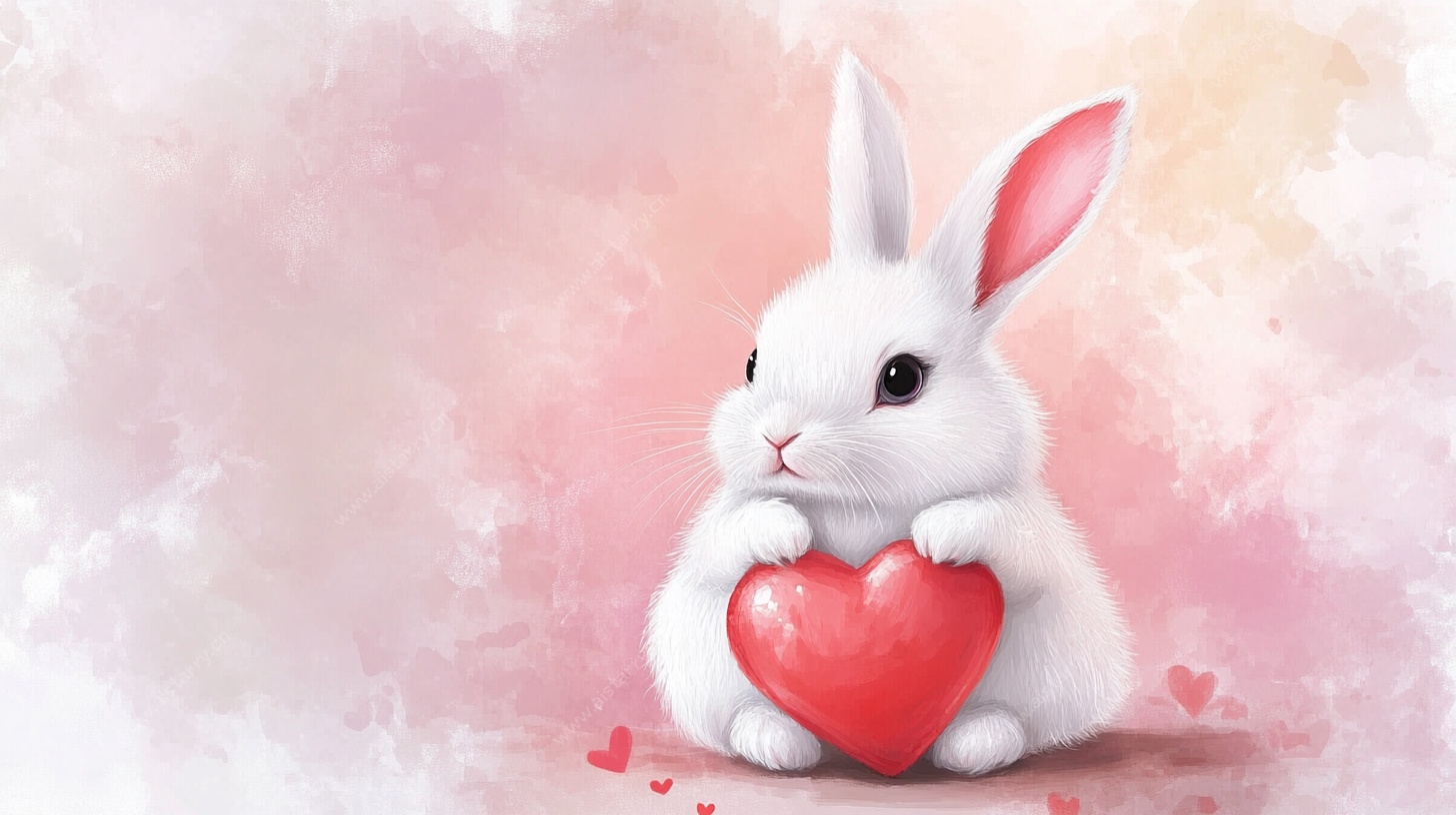白兔抱心图