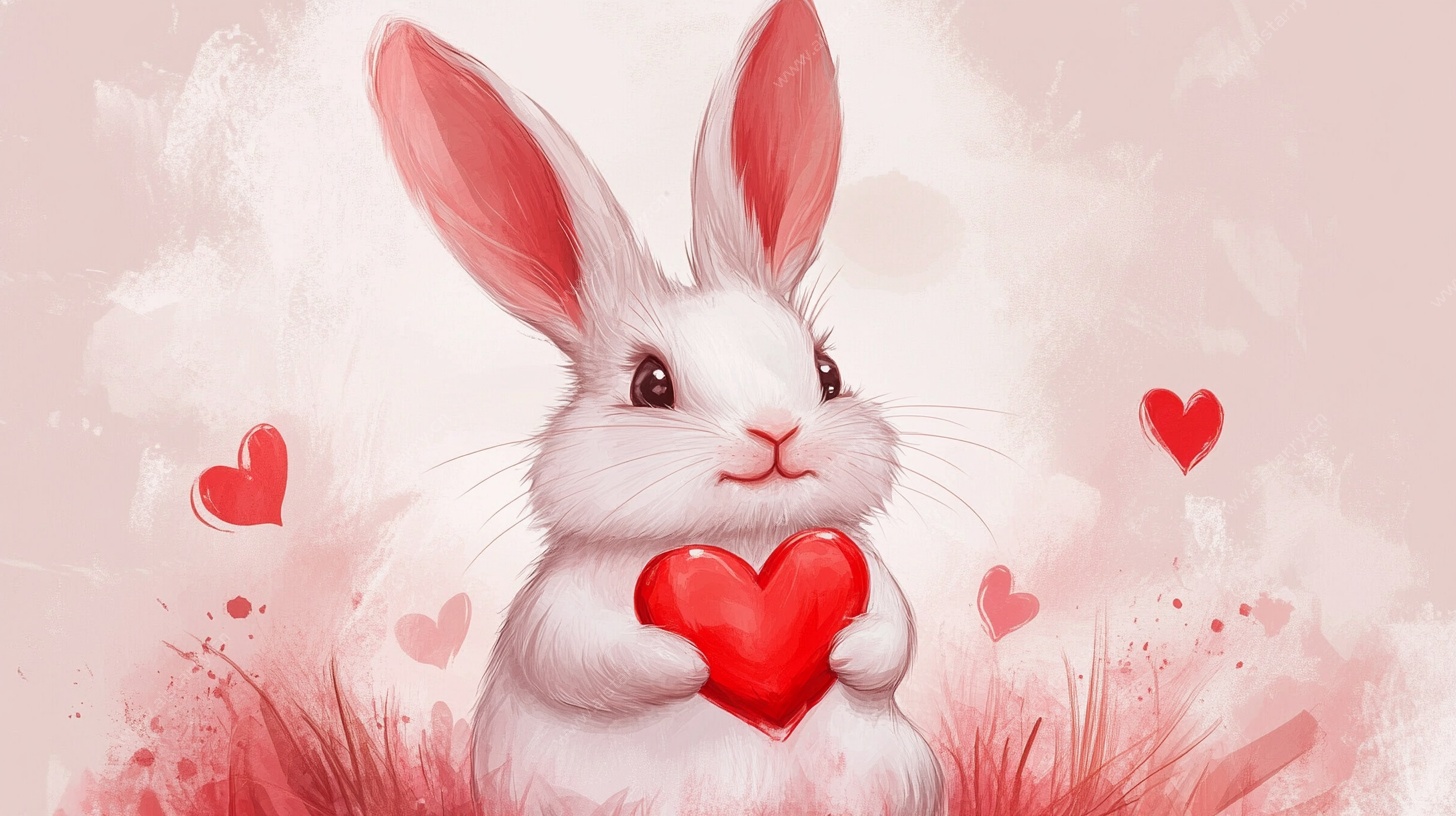 爱心萌兔插画