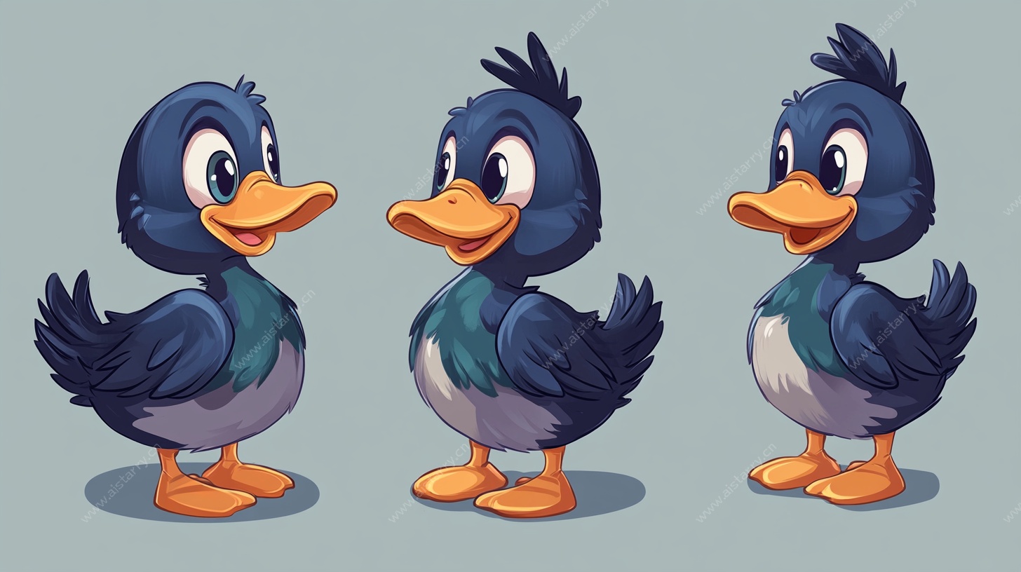 可爱小鸭多角度卡通形象