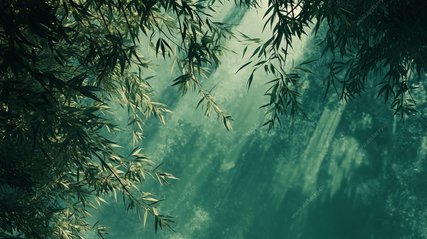 阳光洒落竹林间美景