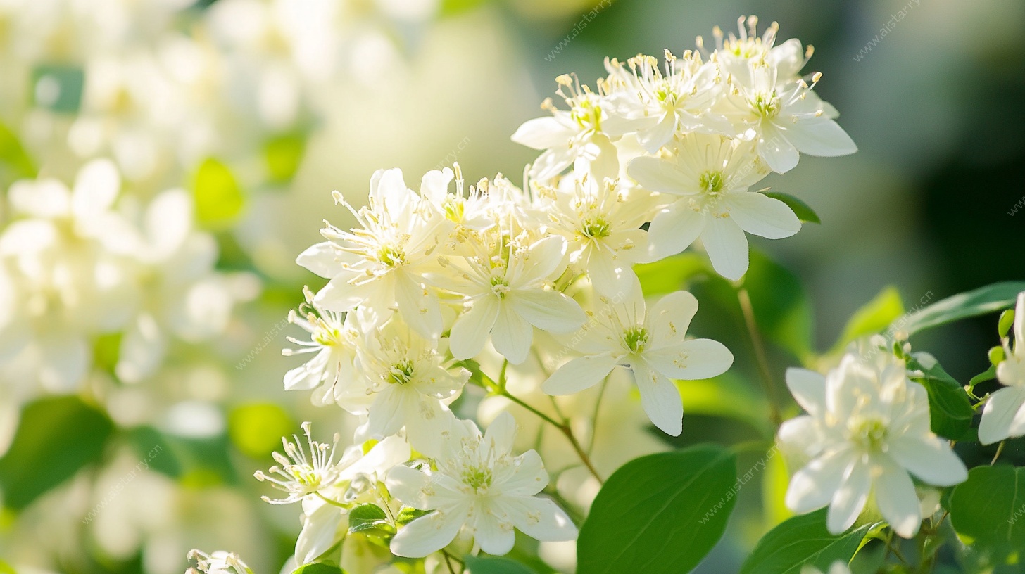 清新白色花卉特写