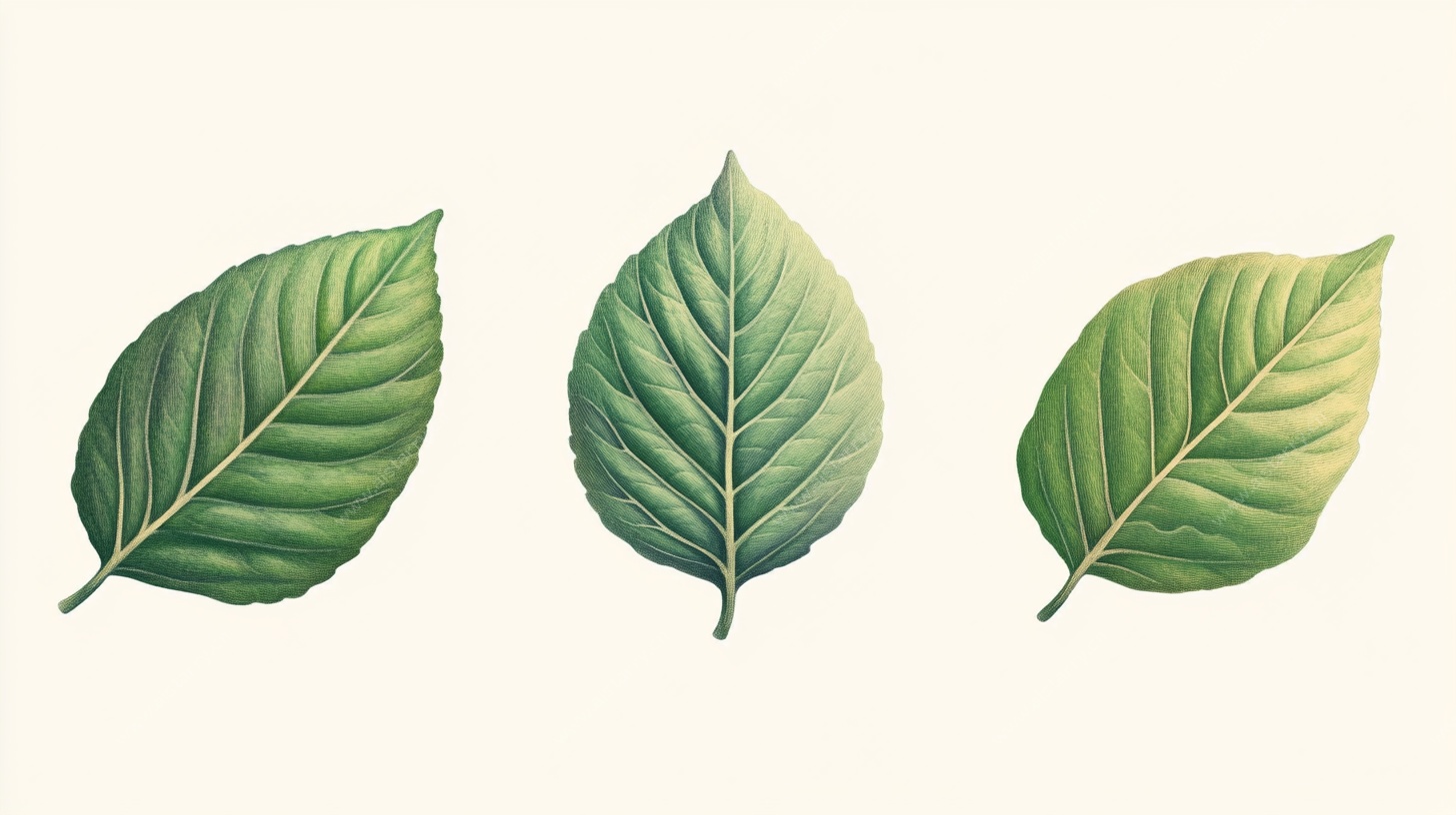 三片翠绿叶片插画