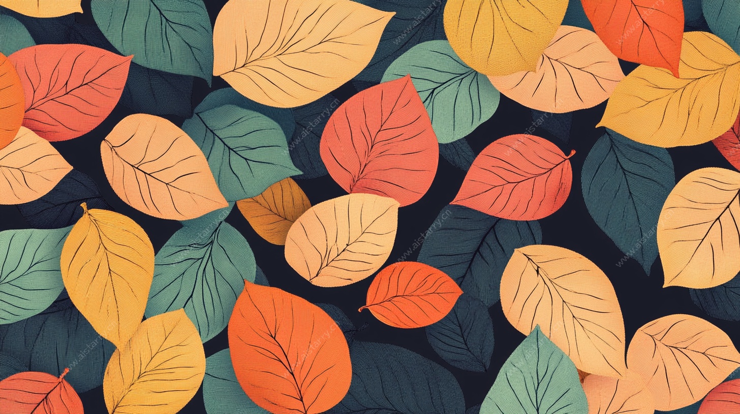 秋日多彩树叶图案背景