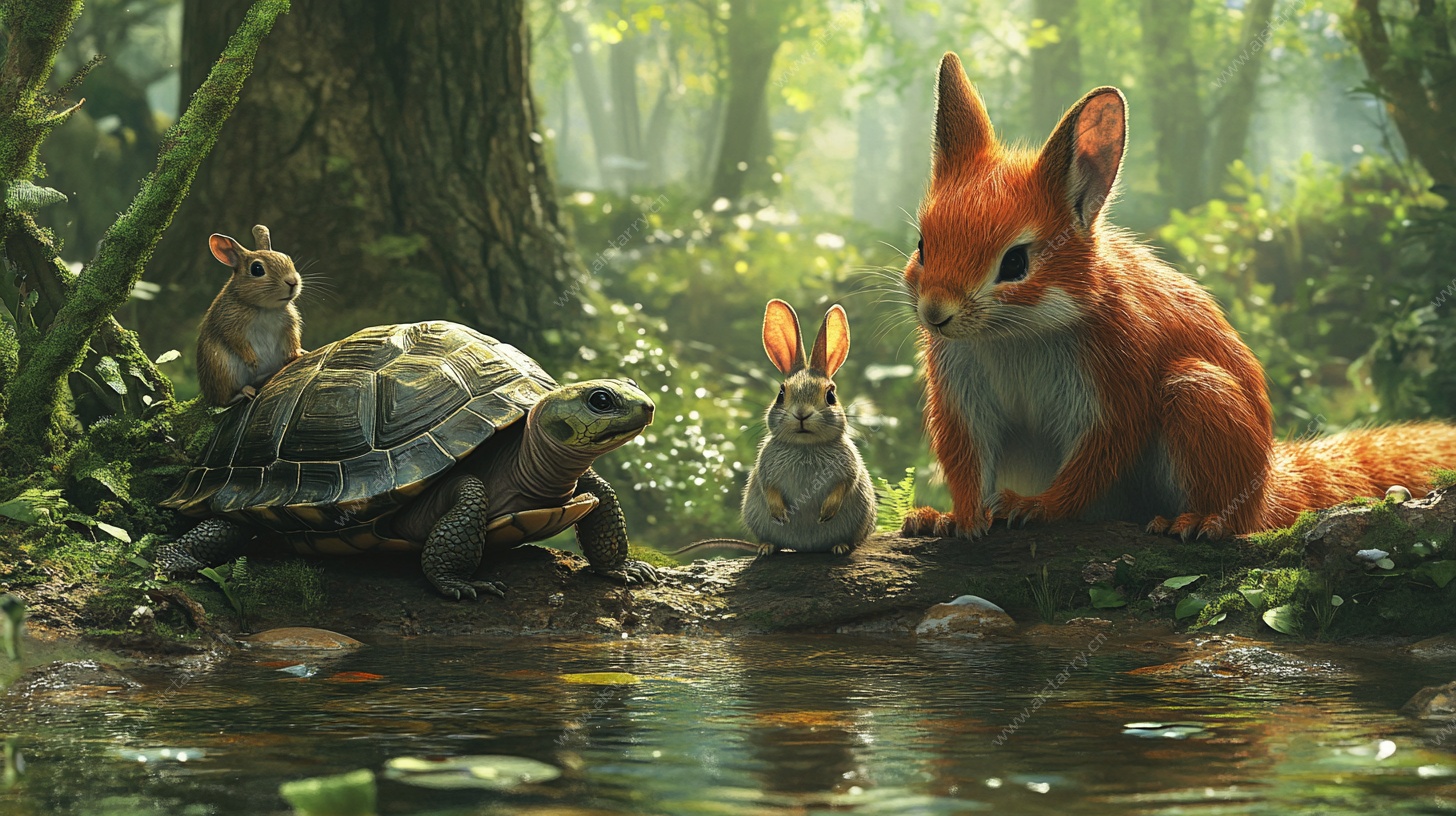 森林中的动物聚会场景