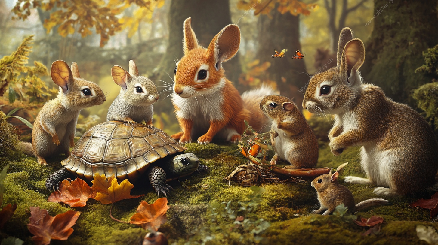 森林中动物们的秋日聚会