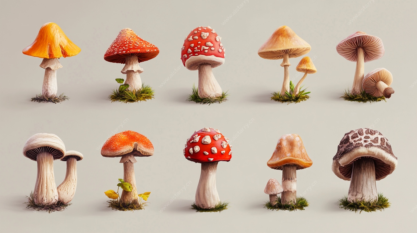 多彩蘑菇3D模型集合