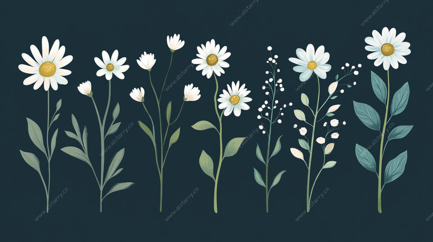 小雏菊植物插画图