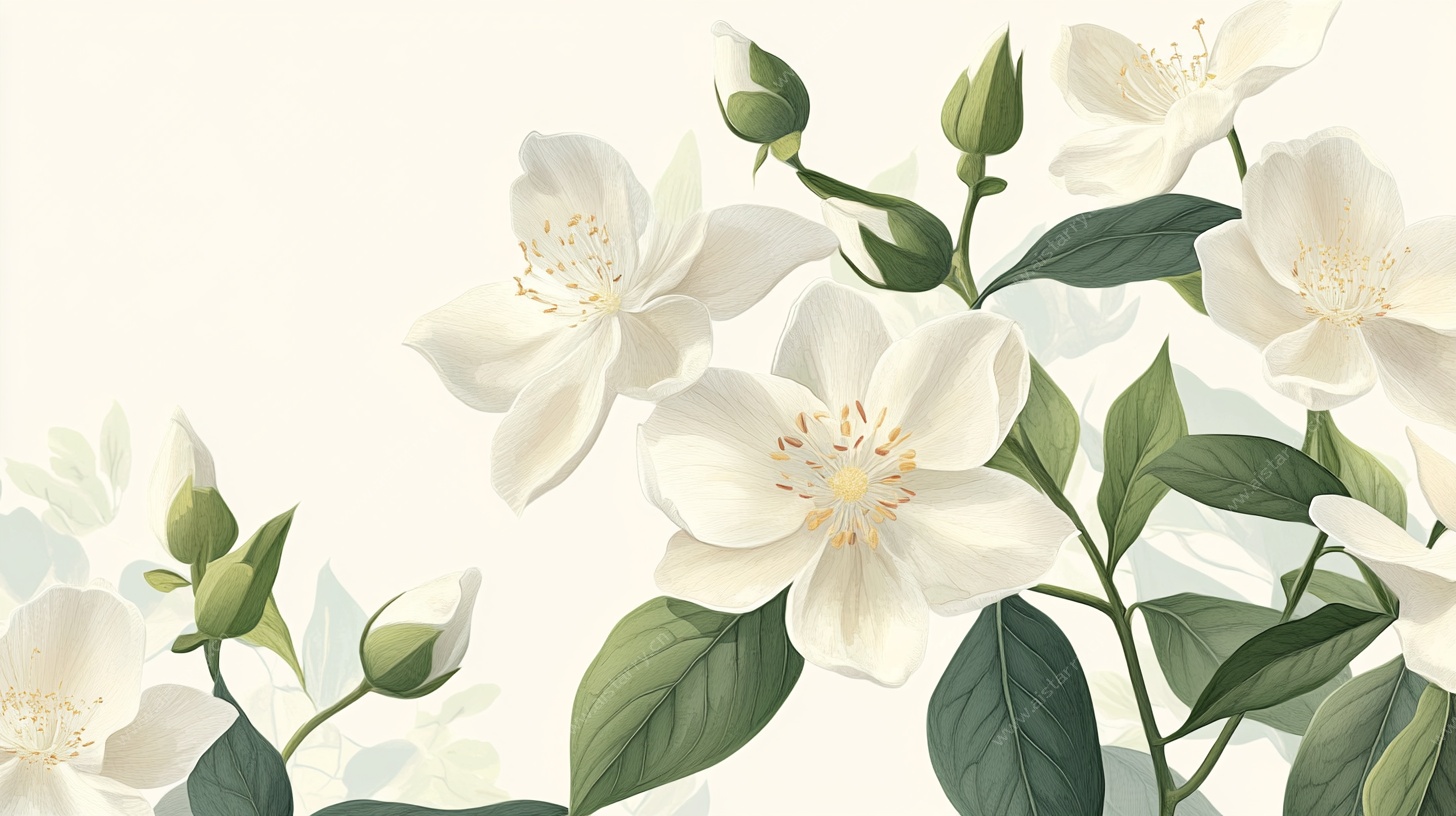 清新茉莉花插画