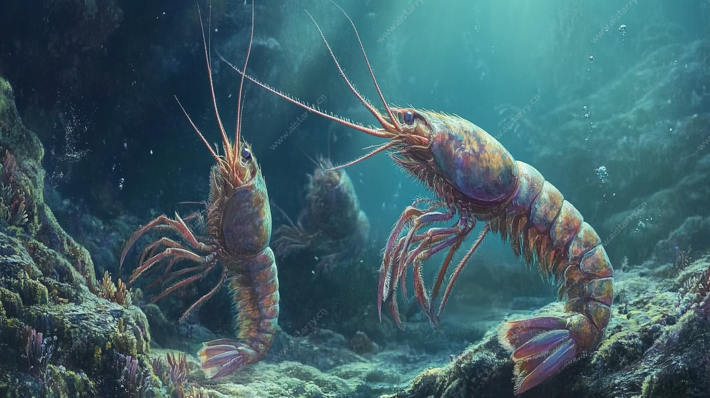 深海中的多彩龙虾