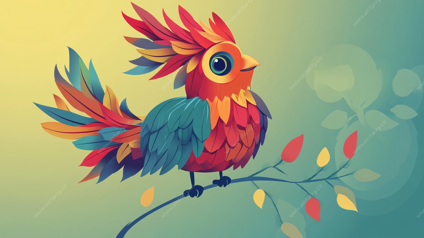 彩色绚丽小鸟枝头栖