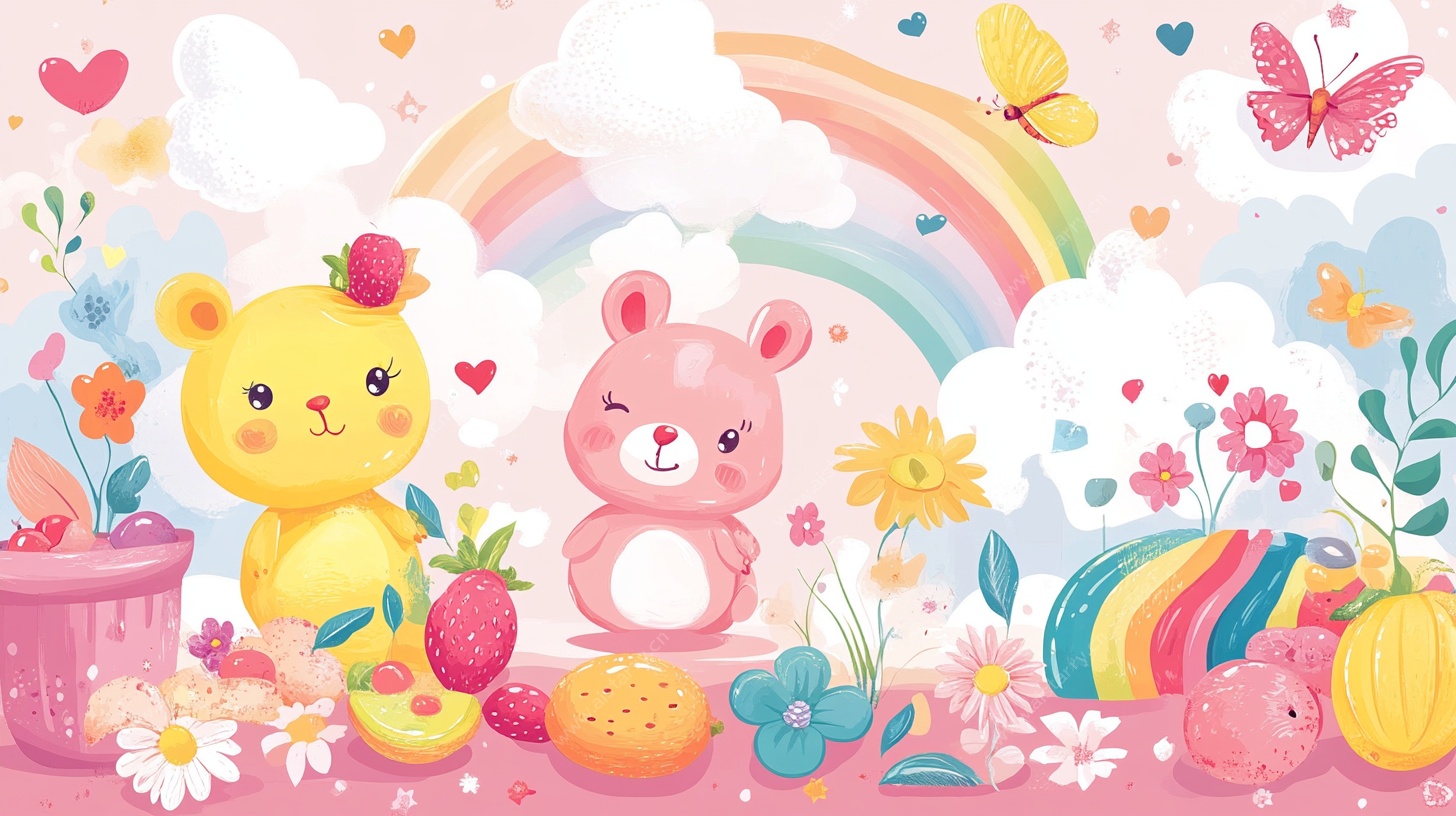 可爱萌宠的梦幻花园场景