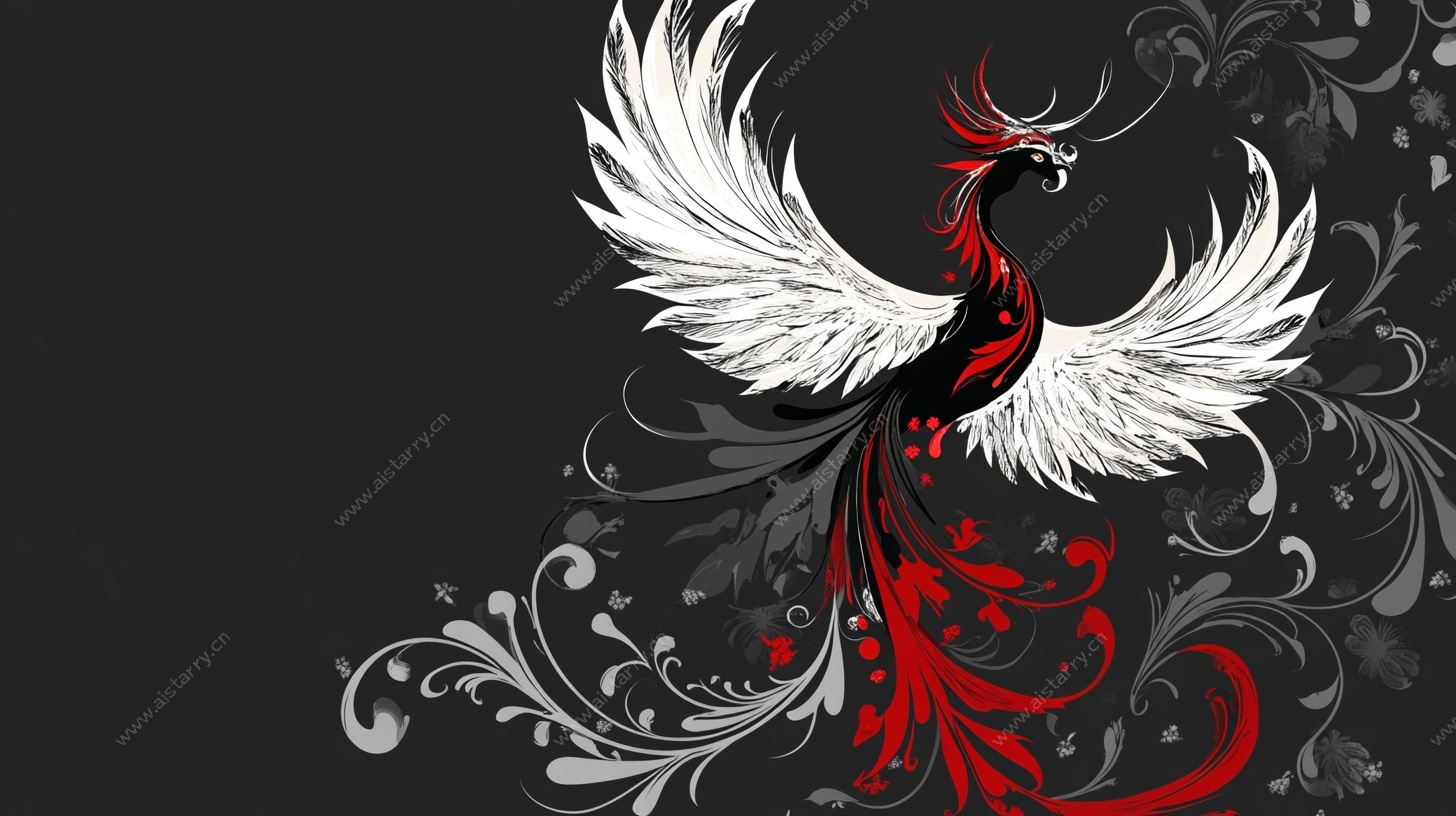 红黑白凤凰华丽图腾