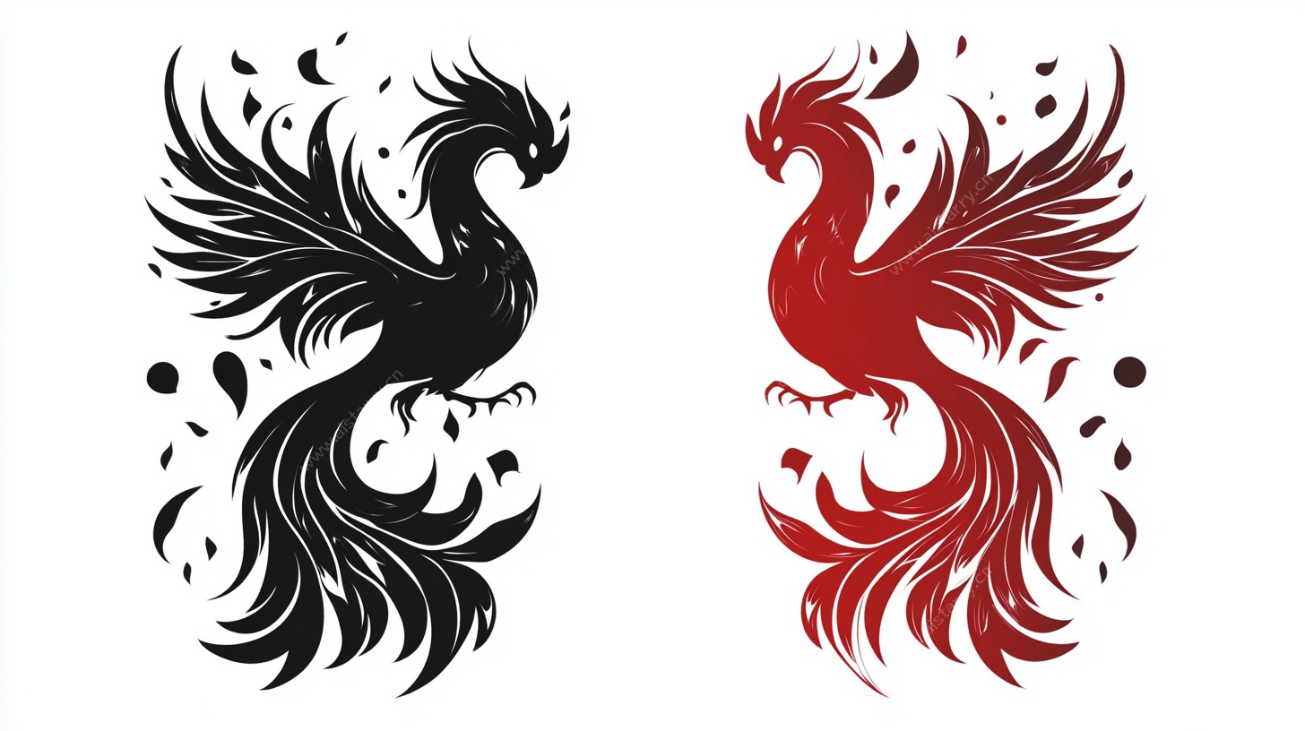 双凤图腾 黑红双色精美设计