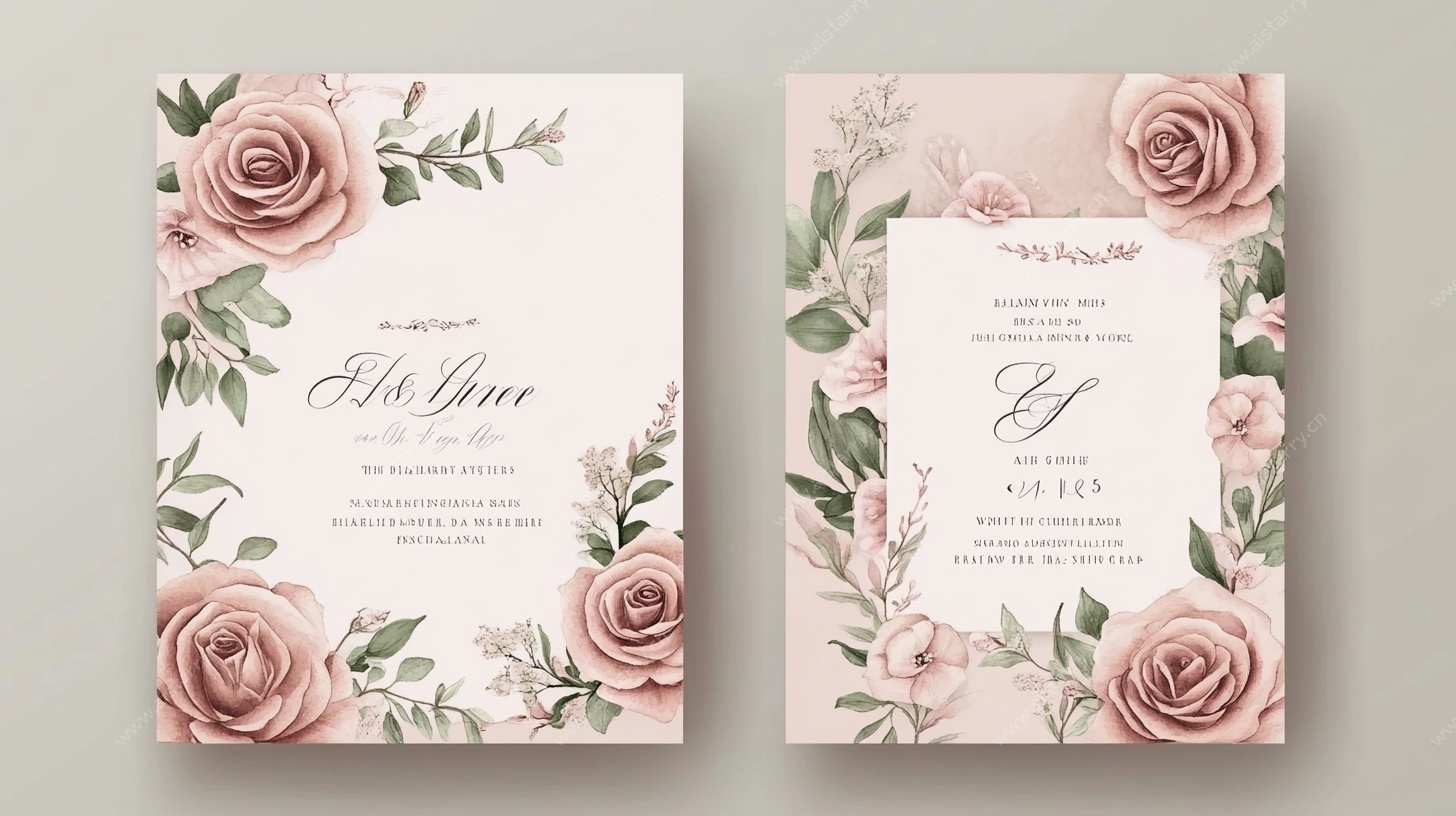 粉色玫瑰婚礼请柬设计