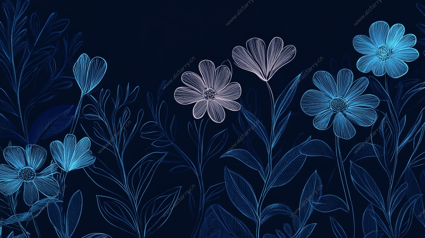 蓝色梦幻花卉图案背景