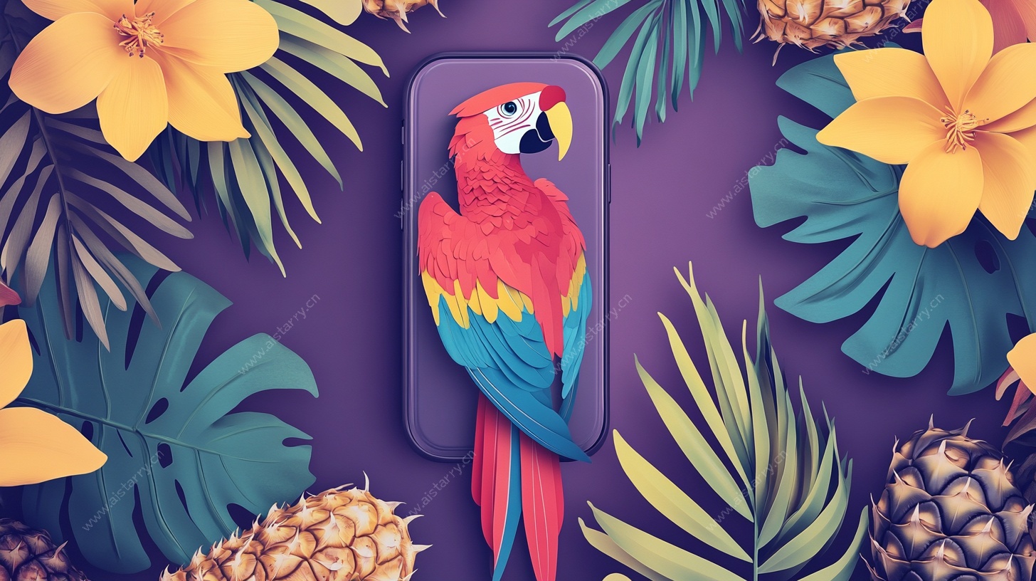 热带风情手机插画