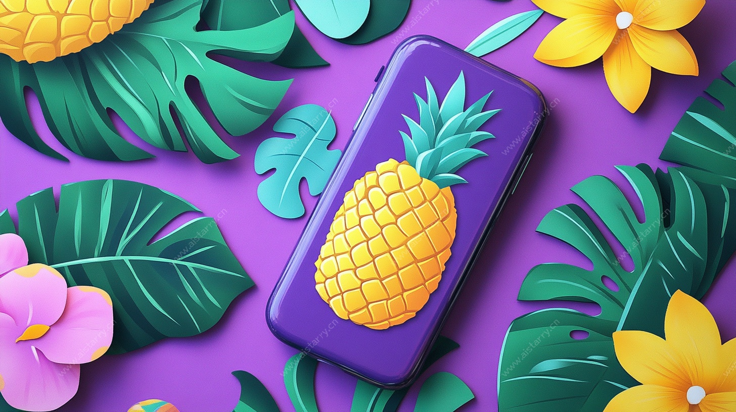 菠萝图案手机壳创意插画
