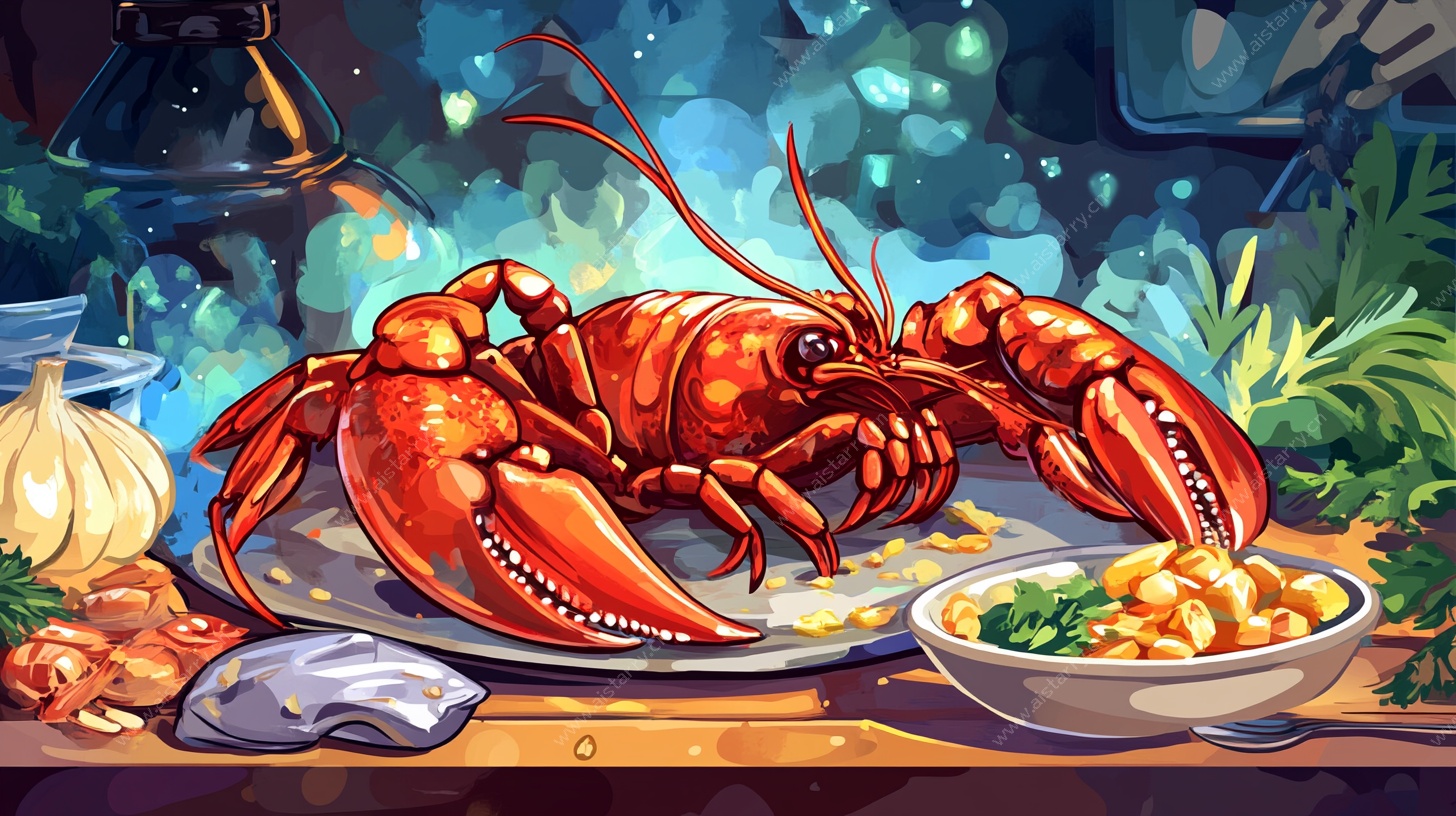 美味龙虾静物插画