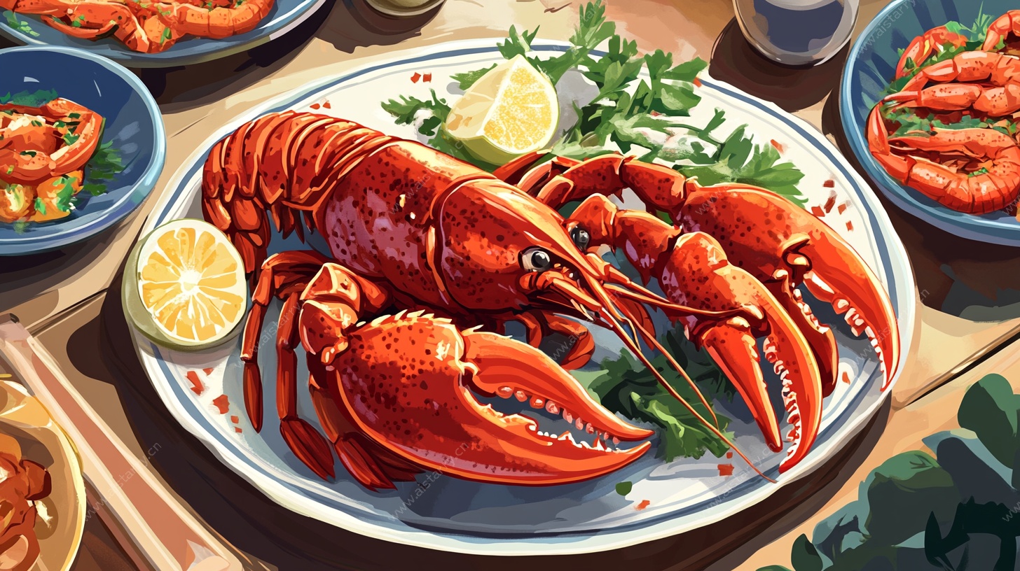 美味龙虾盛宴插画