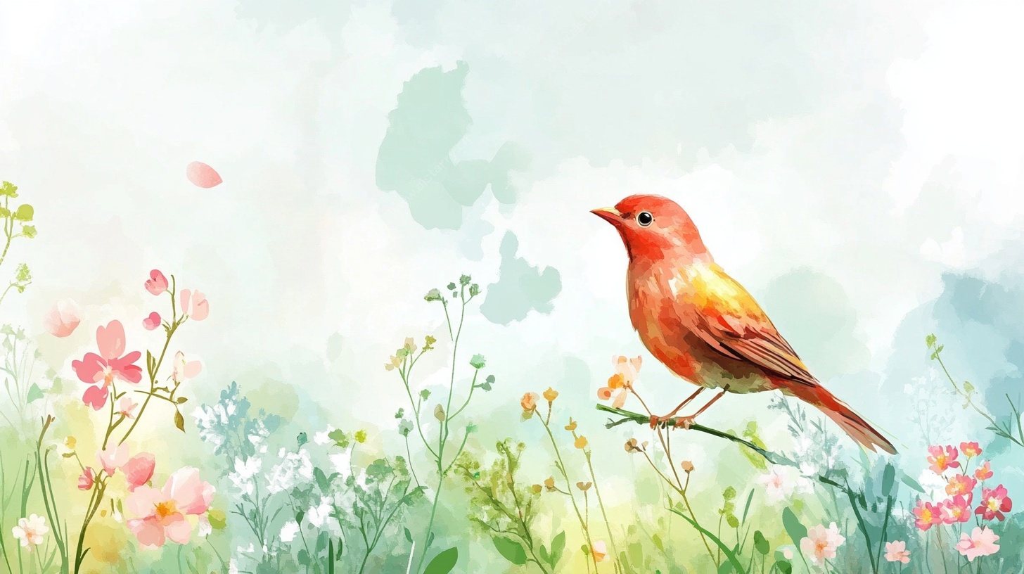 枝头红鸟绘就春日浪漫