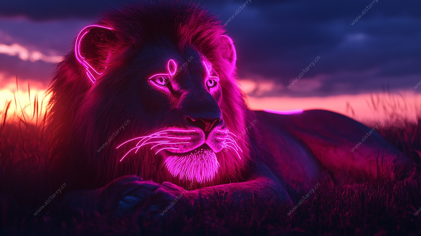 霓虹雄狮的奇幻暮色时刻