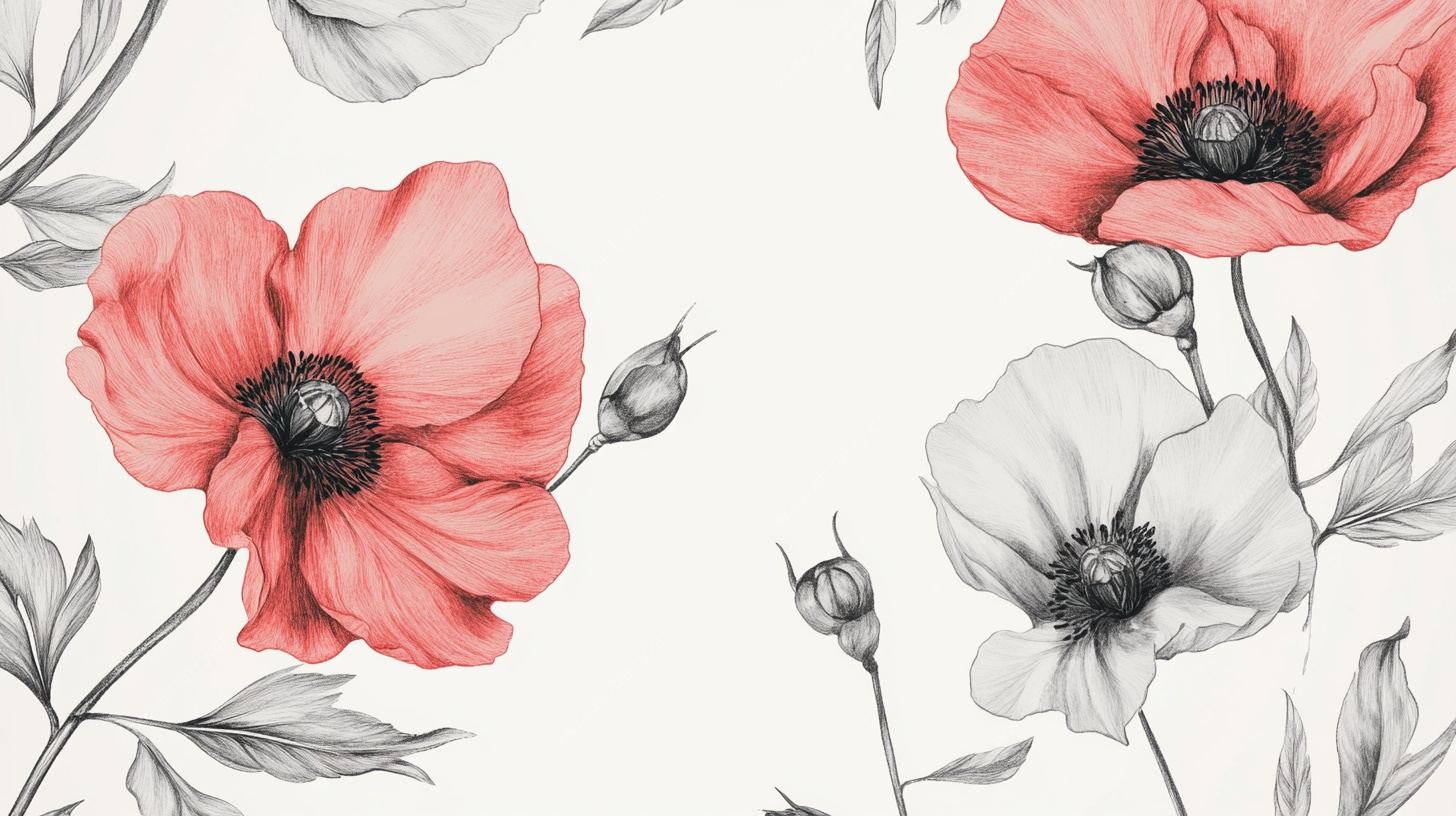 手绘罂粟花花卉图案背景