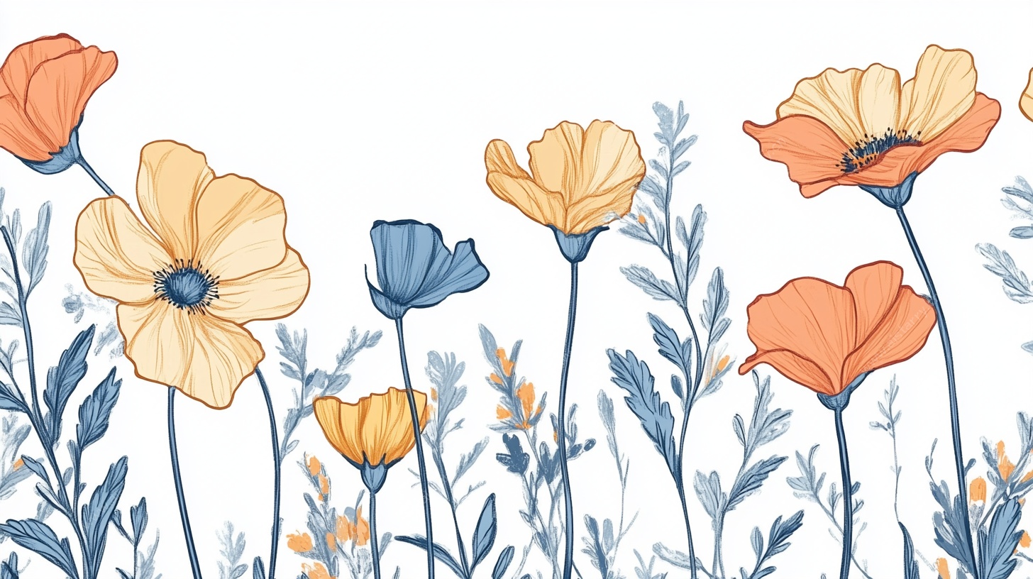 手绘清新花卉图案背景图