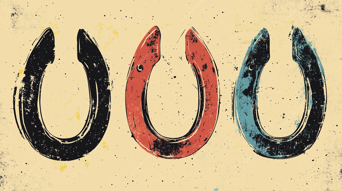 复古风彩色马蹄铁图案